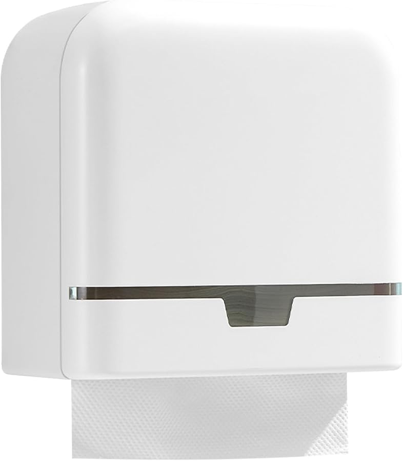 موزع مناشف ورقية أبيض مثبت على الحائط بنظام فتح ذو اتجاهين ونافذة شفافة يتسع لـ 200 ورقة - Image 2